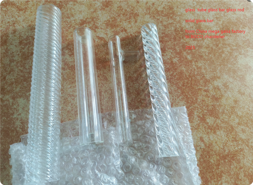 glass tube glass rod solid glass bar from China mega glass shade factory to BOCCI design company 2025