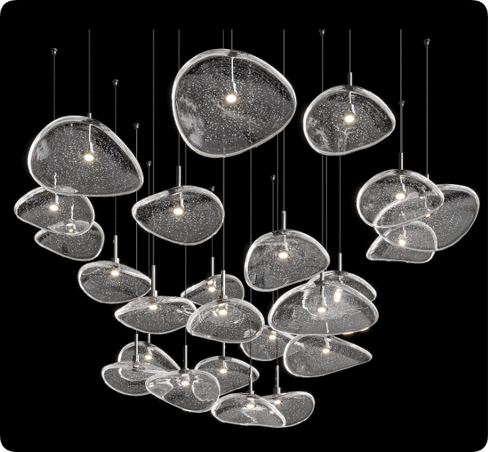 1515 glass lotus shade VARGOV DESIGN lighting compositon from China top glass lamshade SANJIA factory 811